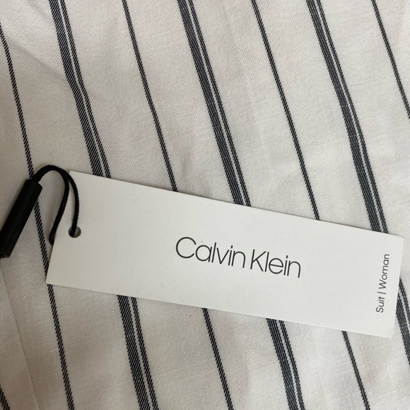 Calvin Klein Ankle Pants Size 14W White Gray Stripe Retail 99.00 NWT - Picture 4 of 5